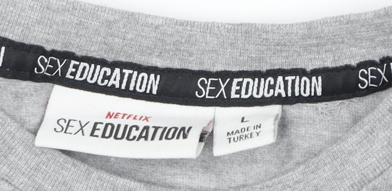 Netflix Men's Grey Graphic T-Shirt, Size L, Crew Neck