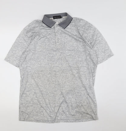 Tom Hagan Men's Grey Cotton Polyester Polo L