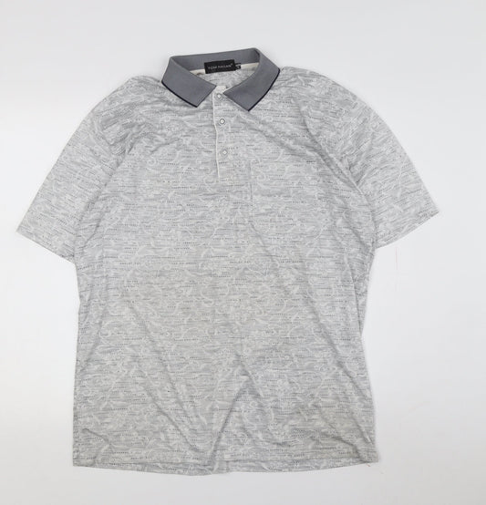 Tom Hagan Men's Grey Cotton Polyester Polo L