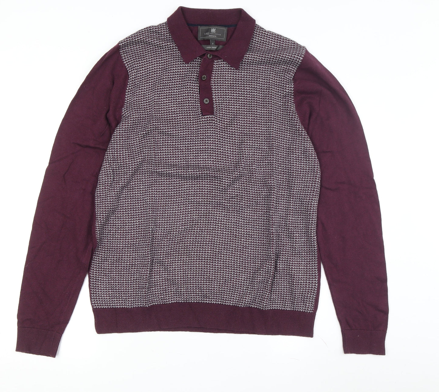 Marks and Spencer Men's Purple Collared Pullover Jumper M