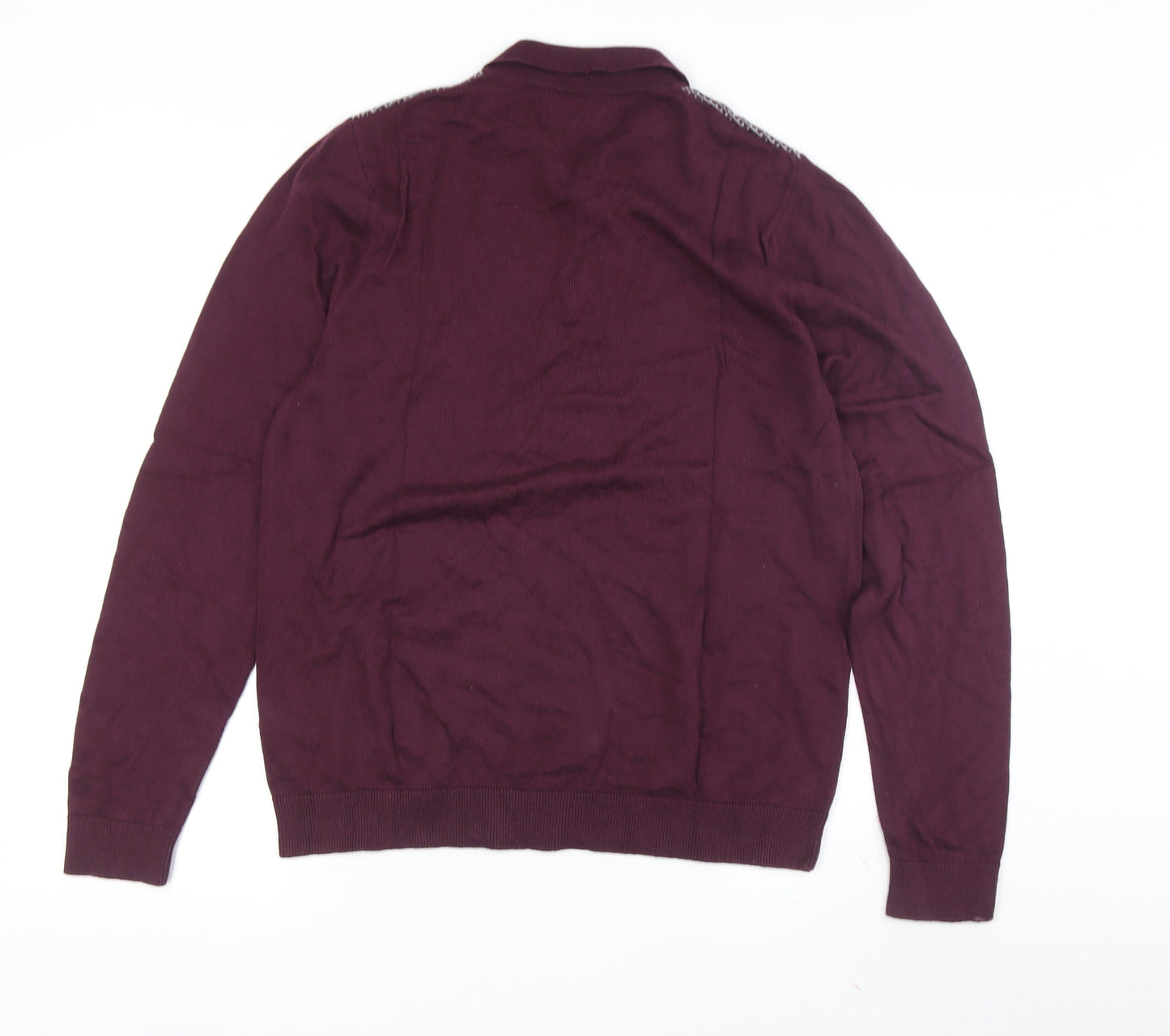 Marks and Spencer Men's Purple Collared Pullover Jumper M