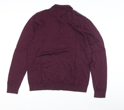 Marks and Spencer Men's Purple Collared Pullover Jumper M