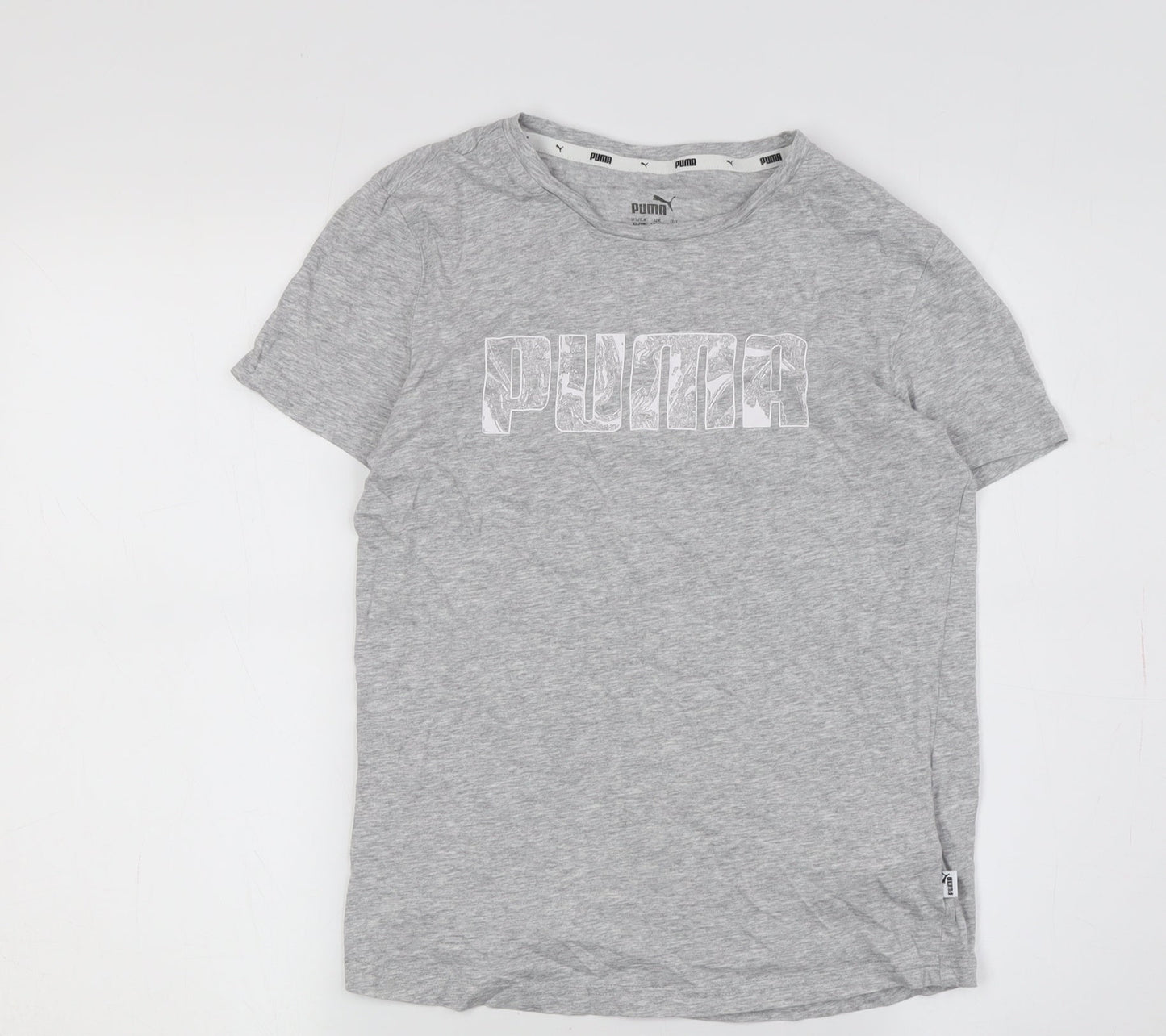 Puma Boys Grey Graphic Print T-Shirt, Crew Neck, 13-14 Years