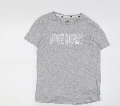 Puma Boys Grey Graphic Print T-Shirt, Crew Neck, 13-14 Years
