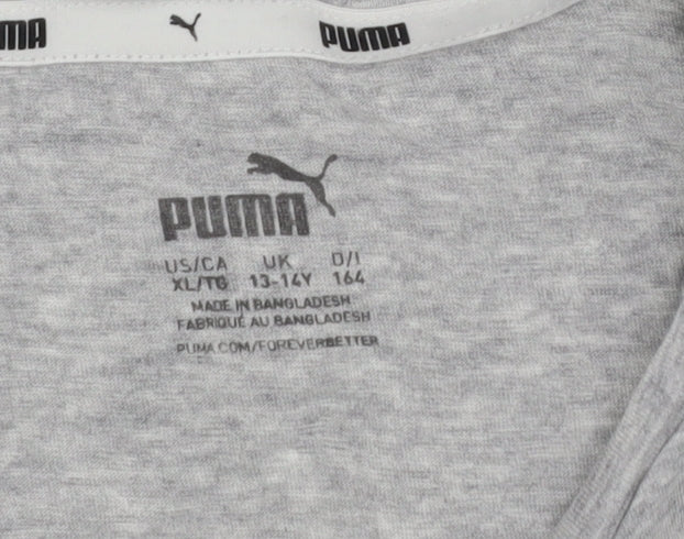 Puma Boys Grey Graphic Print T-Shirt, Crew Neck, 13-14 Years