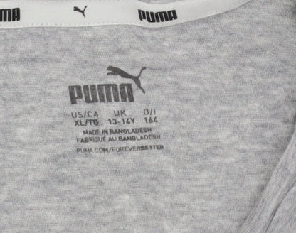 Puma Boys Grey Graphic Print T-Shirt, Crew Neck, 13-14 Years