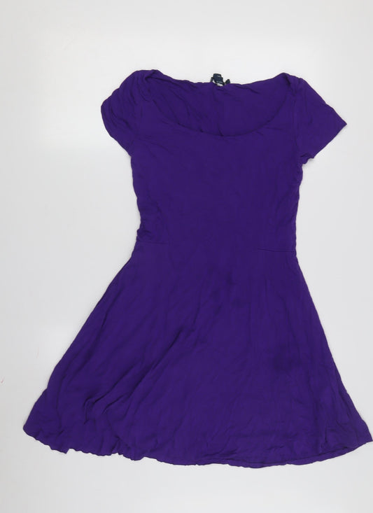 Ralph Lauren Women's Purple A-Line Dress, Short Sleeve Size S
