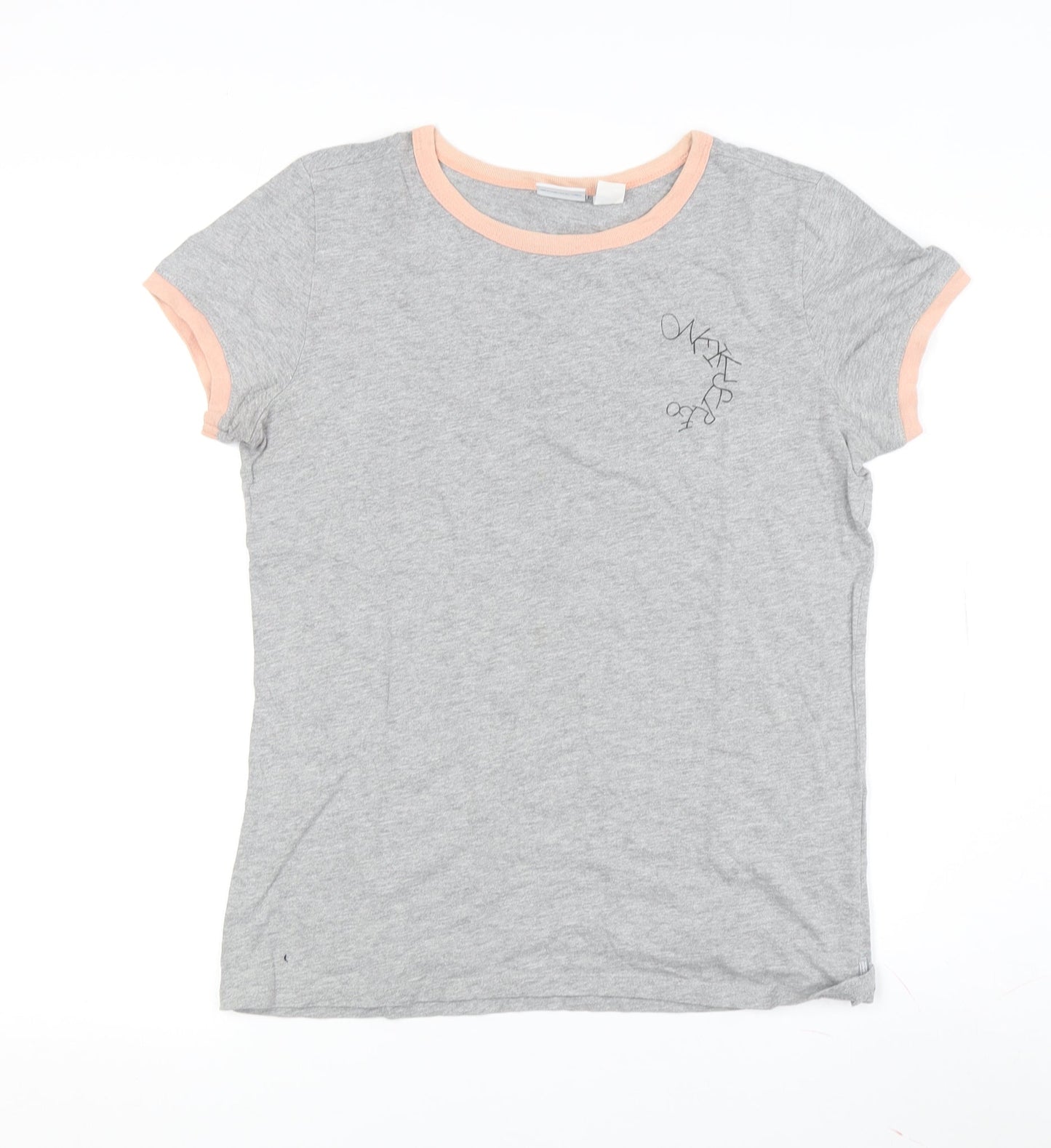 Womens UK Size M O'Neill Grey Ringer T-Shirt