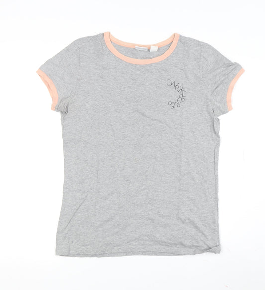 Womens UK Size M O'Neill Grey Ringer T-Shirt
