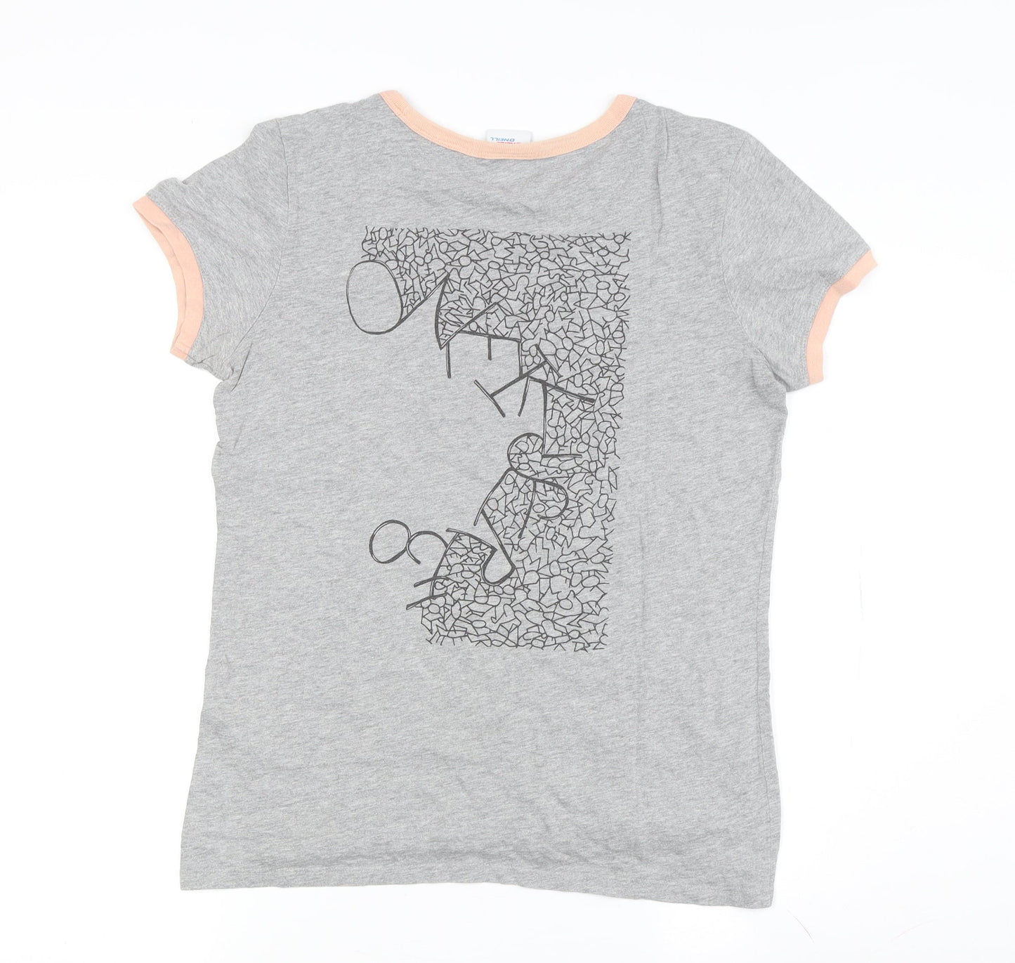 Womens UK Size M O'Neill Grey Ringer T-Shirt