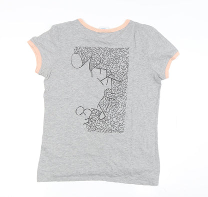 Womens UK Size M O'Neill Grey Ringer T-Shirt