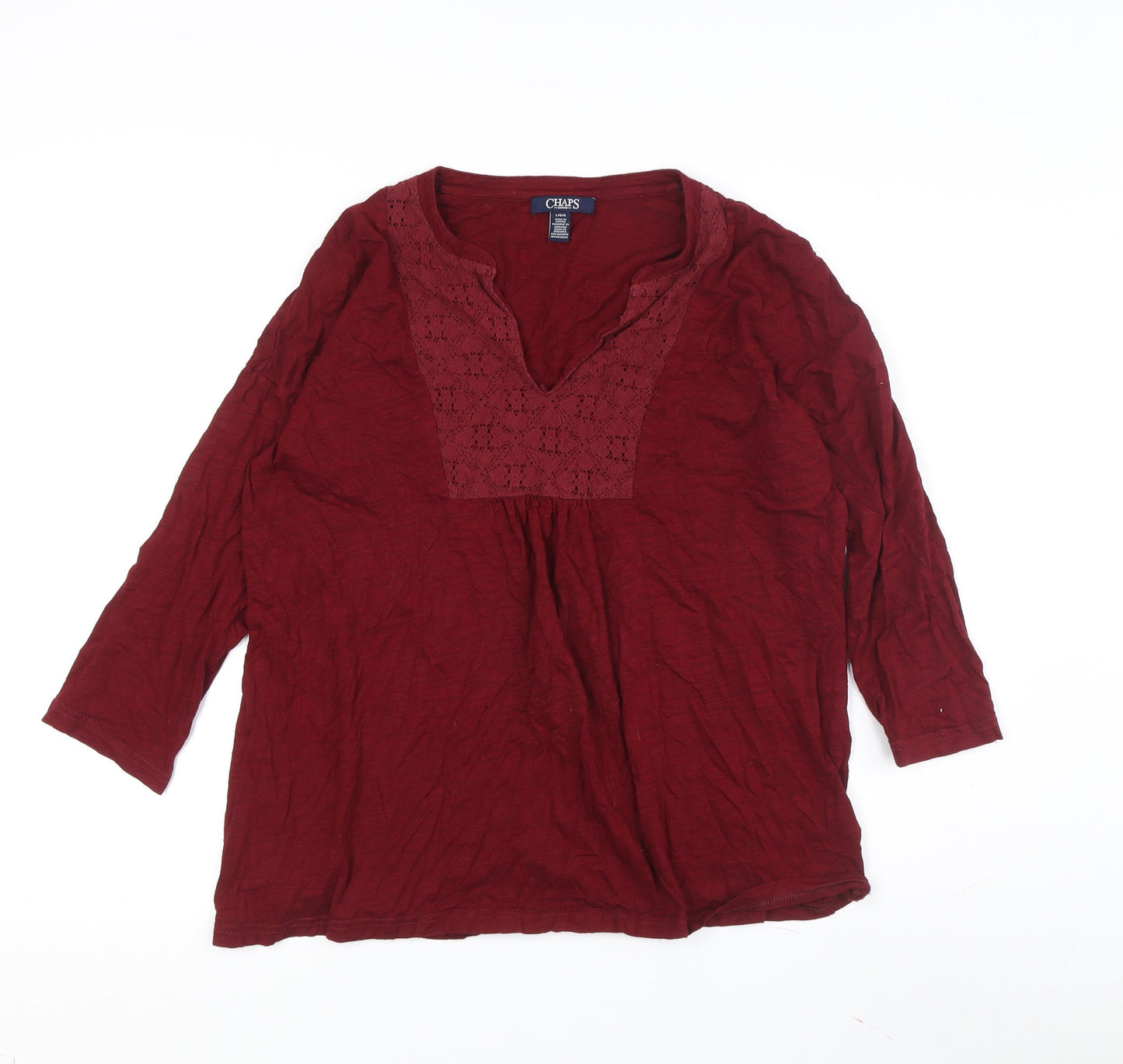 Chaps Women’s Red Tunic 3/4 Sleeve Blouse Size L