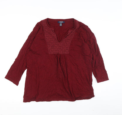 Chaps Women’s Red Tunic 3/4 Sleeve Blouse Size L