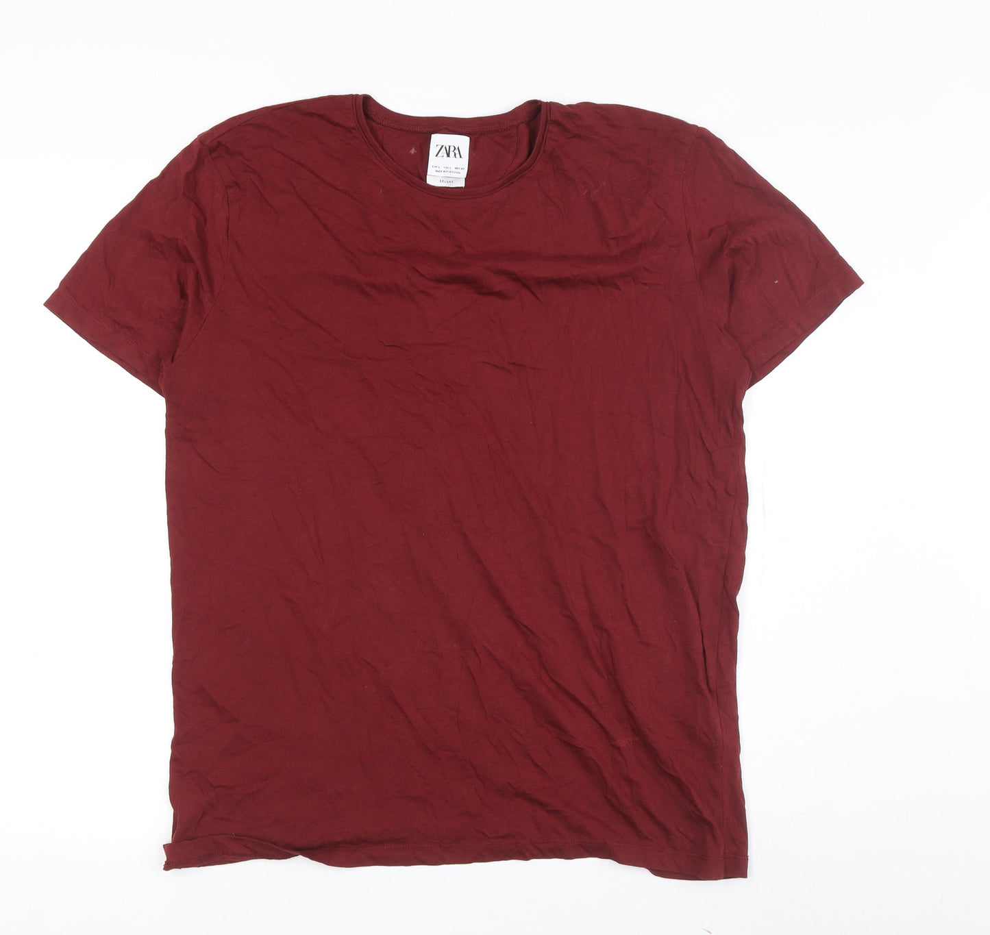 Zara Men's Red Crew Neck T-Shirt Size L