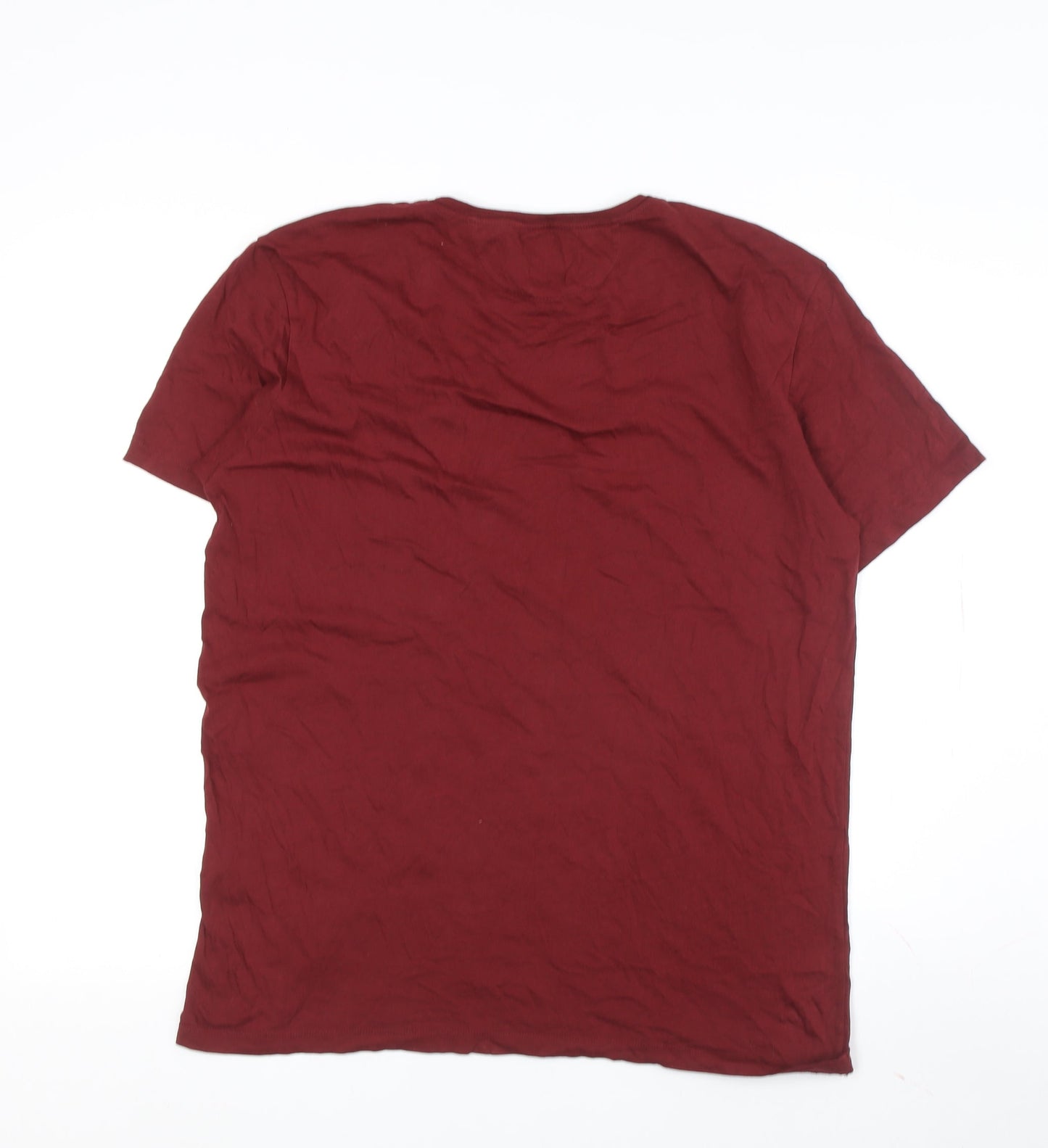 Zara Men's Red Crew Neck T-Shirt Size L