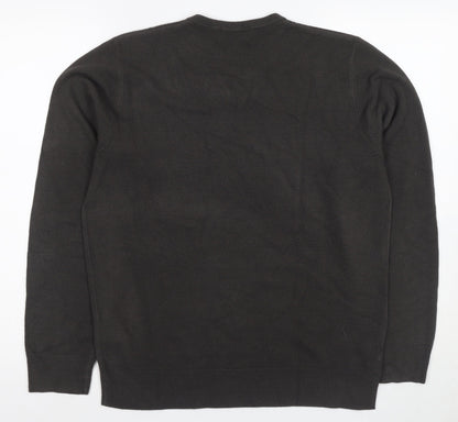 Marks and Spencer Men's Grey Pullover Jumper V-Neck Medium