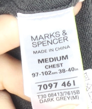 Marks and Spencer Men's Grey Pullover Jumper V-Neck Medium