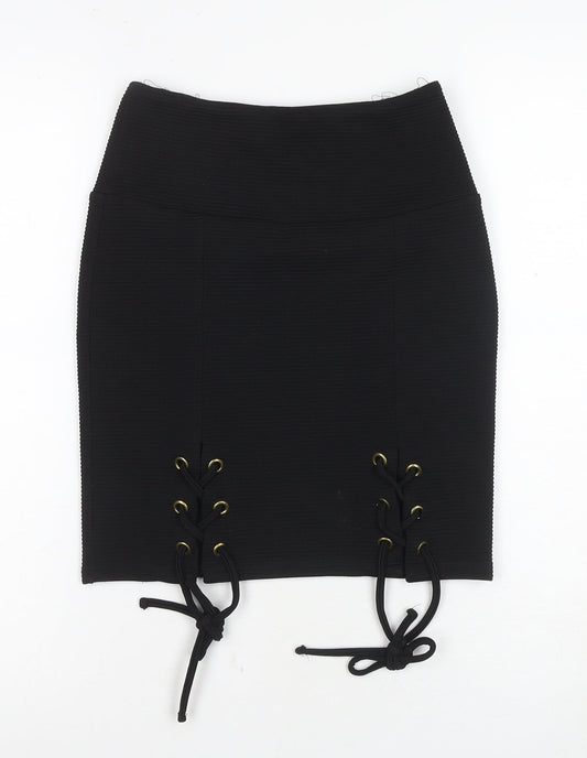ASOS Women's Black Lace Up Pencil Skirt, Size 6, Elegant Style