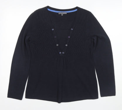Womens UK Size 12 Marks and Spencer Black Henley Jumper
