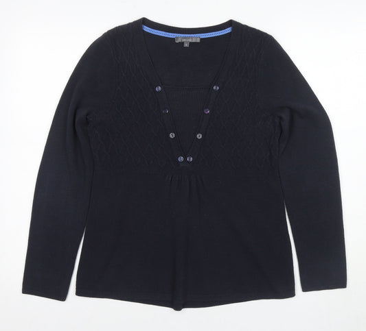 Womens UK Size 12 Marks and Spencer Black Henley Jumper