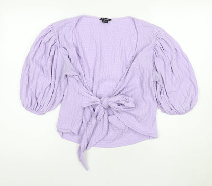 Womens UK Size XL Monki Purple Wrap Blouse