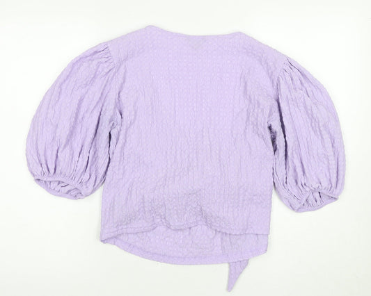 Womens UK Size XL Monki Purple Wrap Blouse