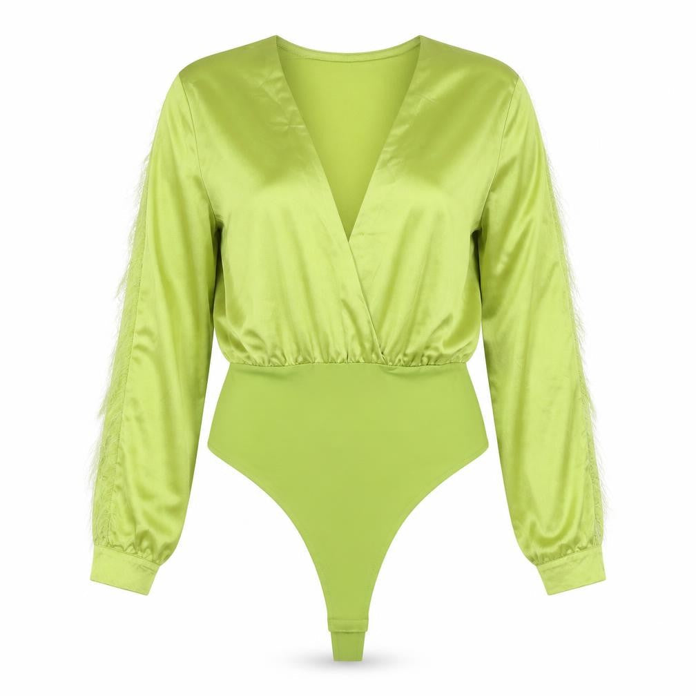 Womens UK Size 16 Boohoo One-Piece Green Bodysuit