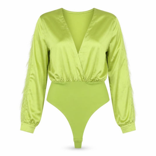 Womens UK Size 16 Boohoo One-Piece Green Bodysuit