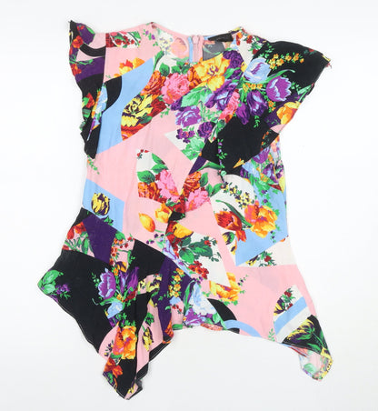 Womens UK Size 10 Topshop Multicoloured Tunic Blouse