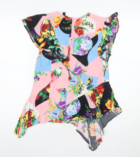 Womens UK Size 10 Topshop Multicoloured Tunic Blouse