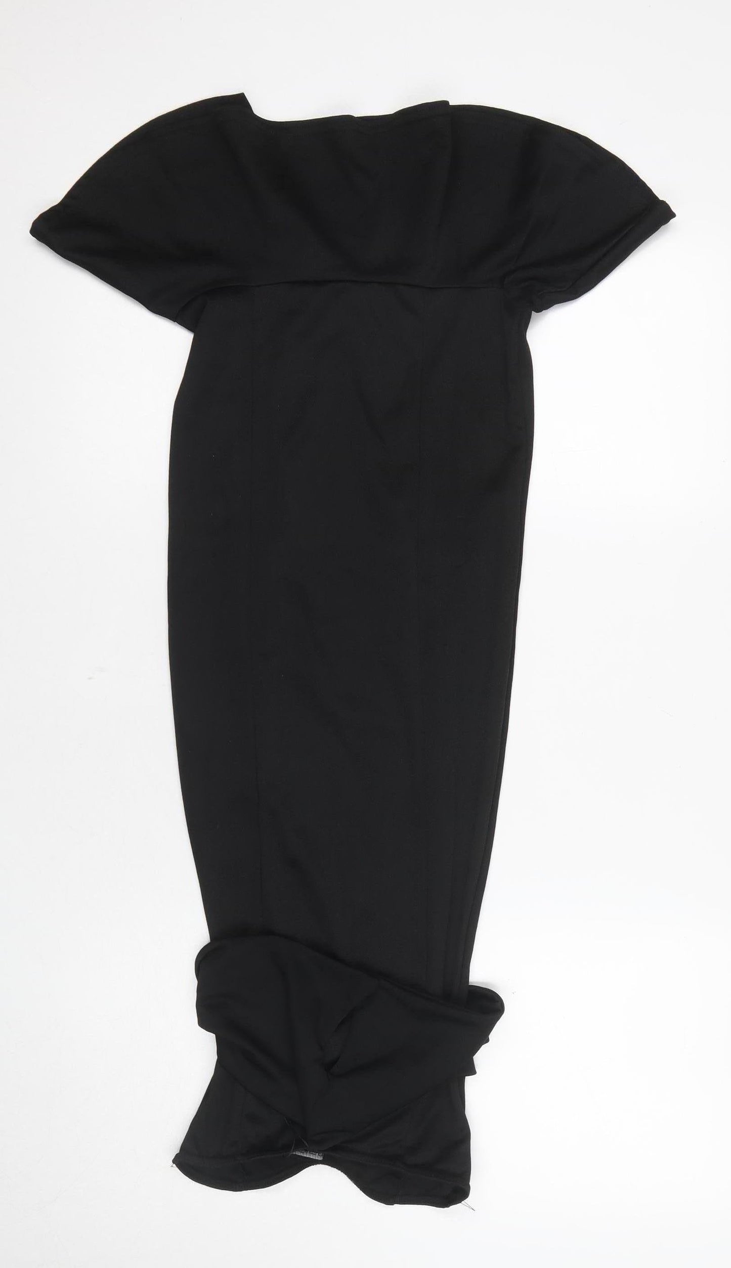 PrettyLittleThing Women's Black Off-Shoulder Midi Dress, Size 8