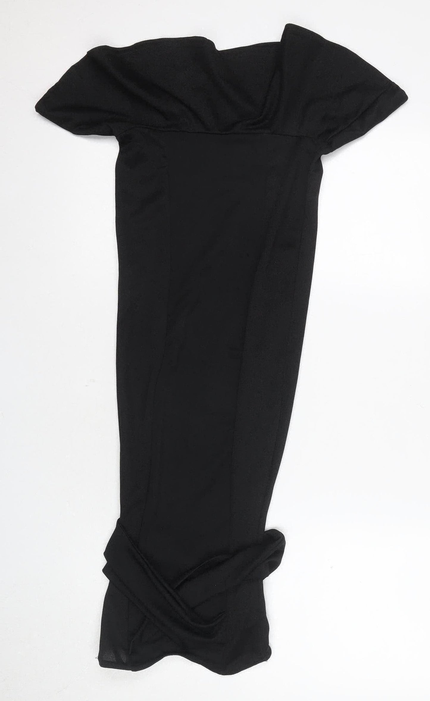 PrettyLittleThing Women's Black Off-Shoulder Midi Dress, Size 8