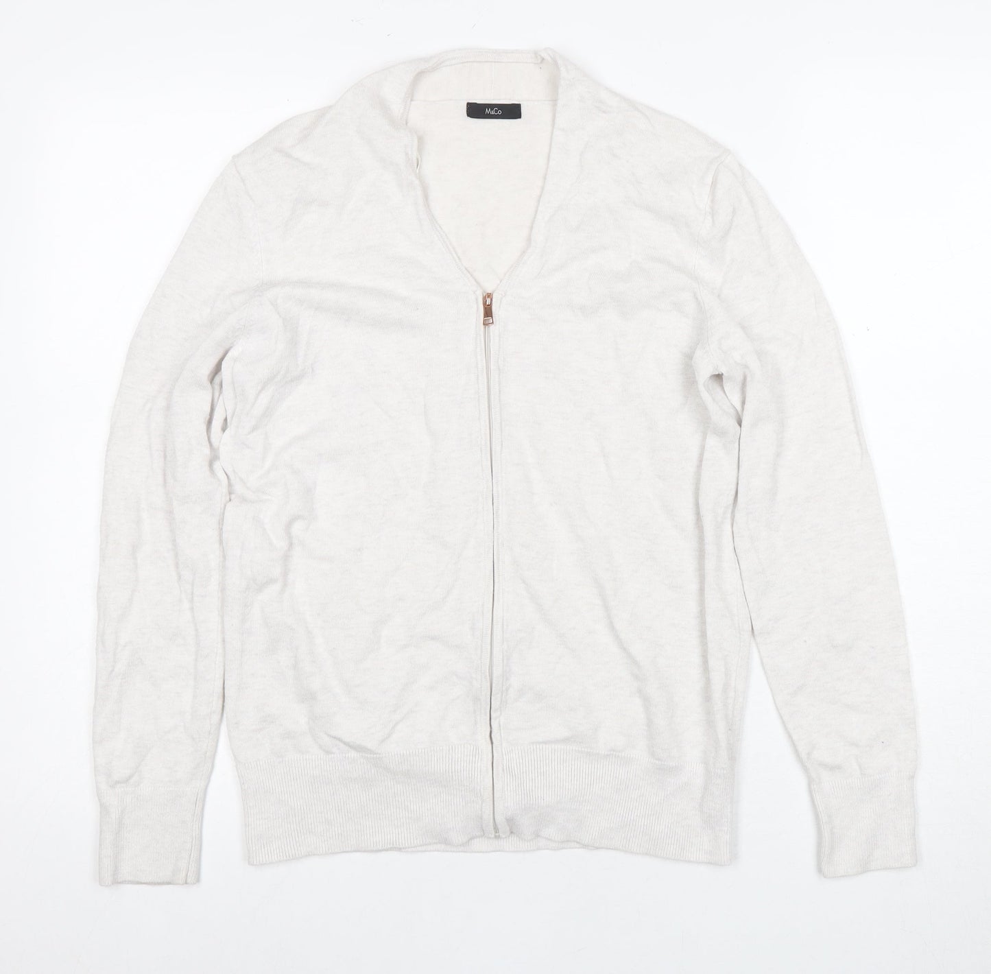 Womens UK Size 12 M&Co Ivory Full Zip Jumper