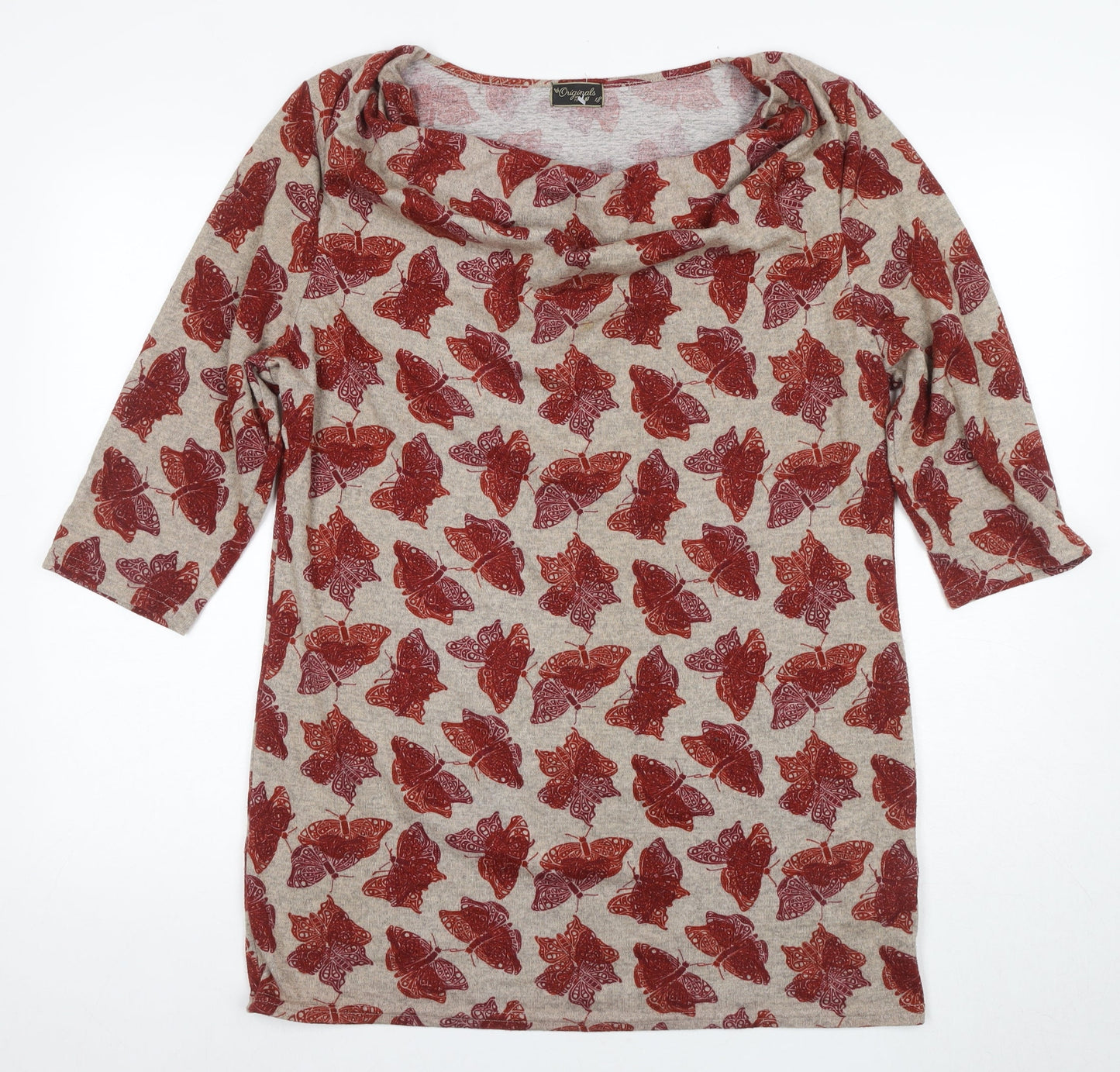 Oyuna Women's Beige Floral Tunic Blouse Size 18