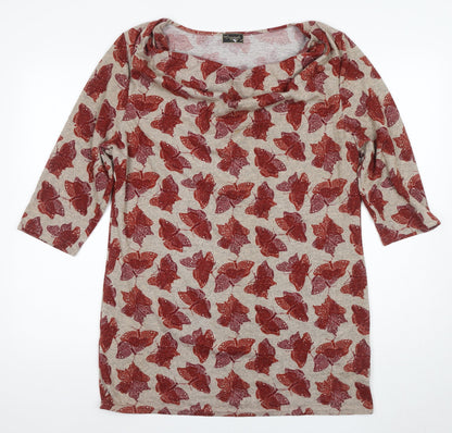Oyuna Women's Beige Floral Tunic Blouse Size 18