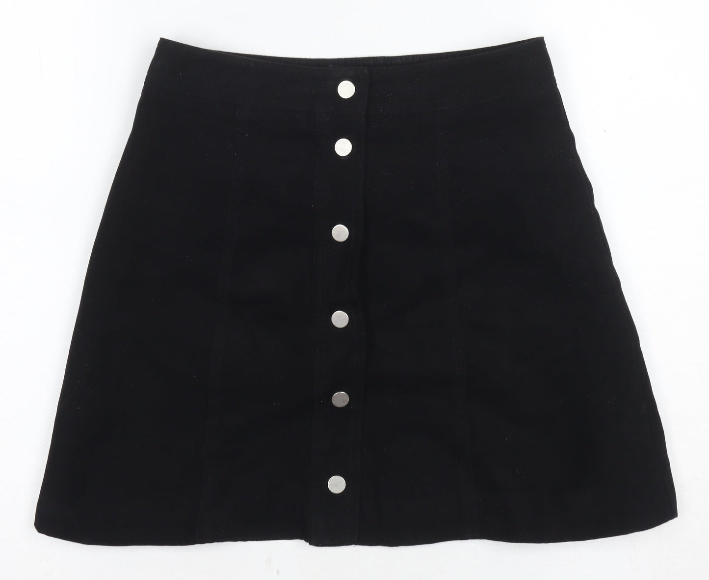 H&M Women's Black A-Line Button Skirt, Size 6, Polyester