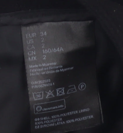 H&M Women's Black A-Line Button Skirt, Size 6, Polyester