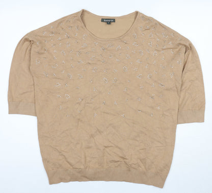 Bonmarche Women's Beige Beaded Top Size 16