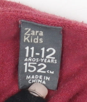 Zara Kids Girls Red Cardigan 11-12 Years Cotton Blend