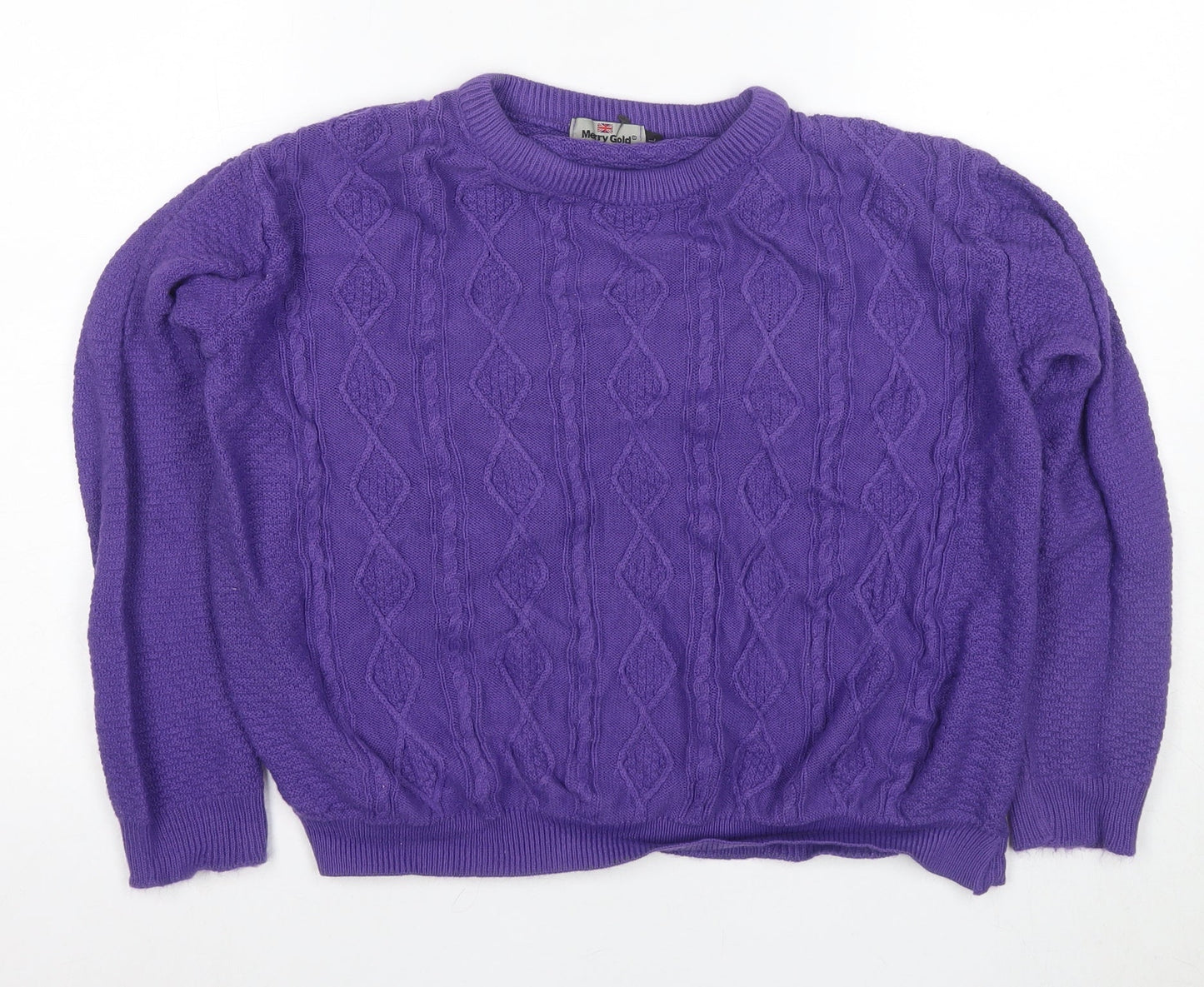 Womens UK Size L Merry Gold Purple Pullover Jumper