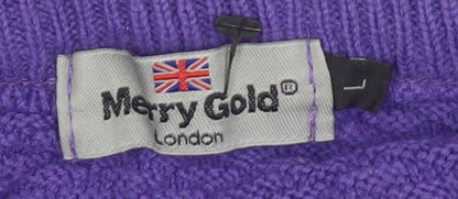 Womens UK Size L Merry Gold Purple Pullover Jumper