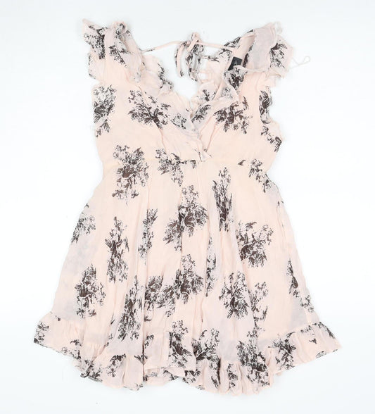 Topshop Women's Pink Wrap Dress Size 6 Floral