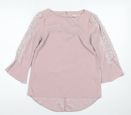 Miss Selfridge Women's Pink Lace Accent Blouse Size 6