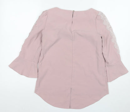 Miss Selfridge Women's Pink Lace Accent Blouse Size 6
