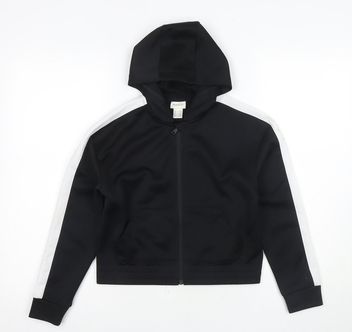 H&M Girls Black Full Zip Hoodie 8-10Y Long Sleeve