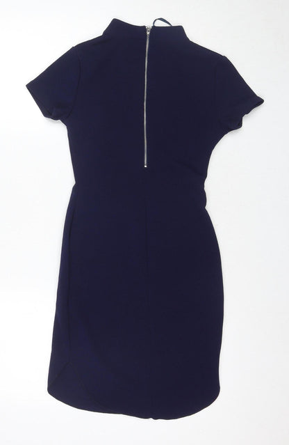 AX Paris Women Blue Size 6 Sheath with Zip Accent