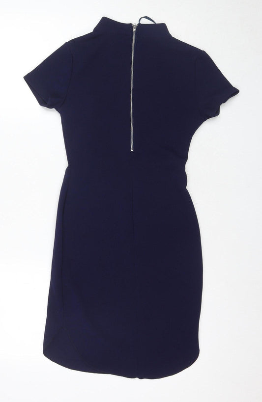 AX Paris Women Blue Size 6 Sheath with Zip Accent