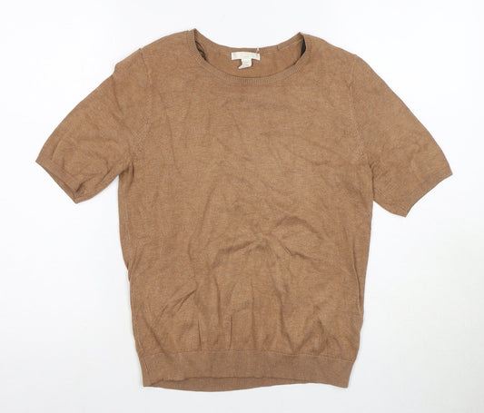 Womens UK Size S H&M Brown Basic T-Shirt