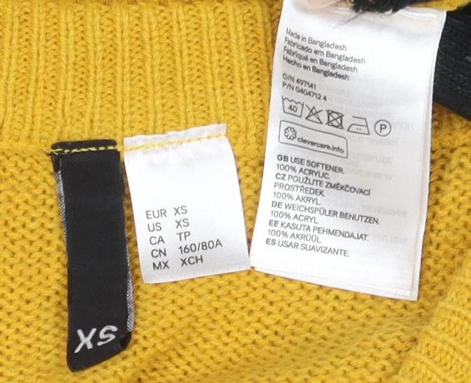 Womens UK Size XS H&M Yellow Pullover Jumper