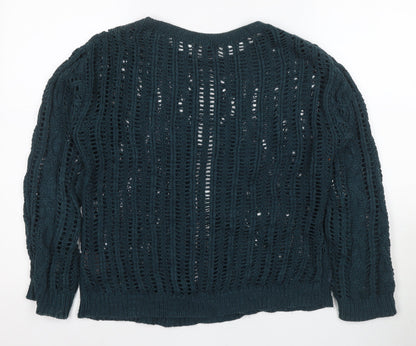 H&M Women's Green Pullover Jumper, Size S, Crew Neck